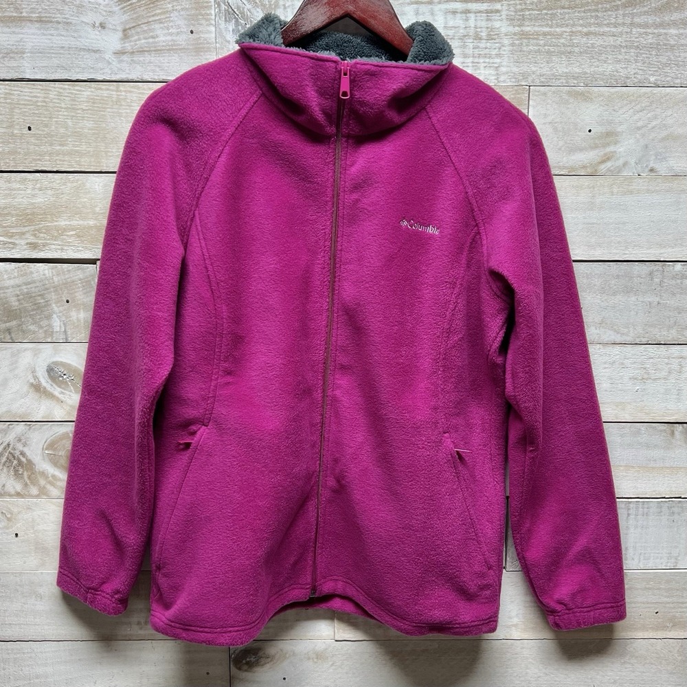 Columbia Jacket Womens Large Pink Omni Heat Thermal Comfort Fleece Full Zip